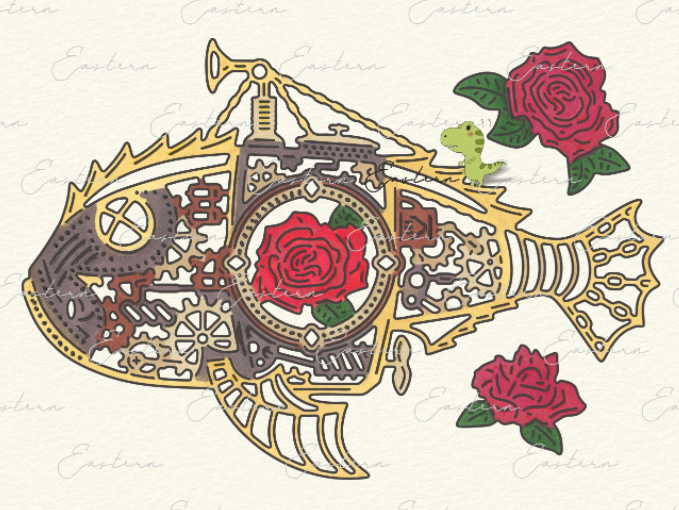 FDC Steampunk Fish Steel Cutting Die
