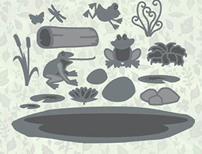 FDC Lilypond Frogs Steel Cutting Die 17pce
