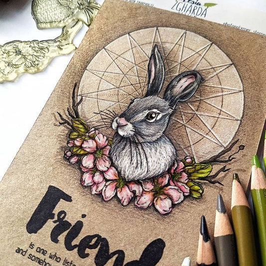 Lesia Zgharda Sentiment Stamp Set "Flowers branch with sentiment"