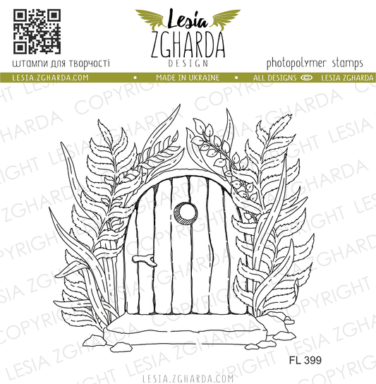 Lesia Zgharda Stamp "Whimsical Door with Fern"