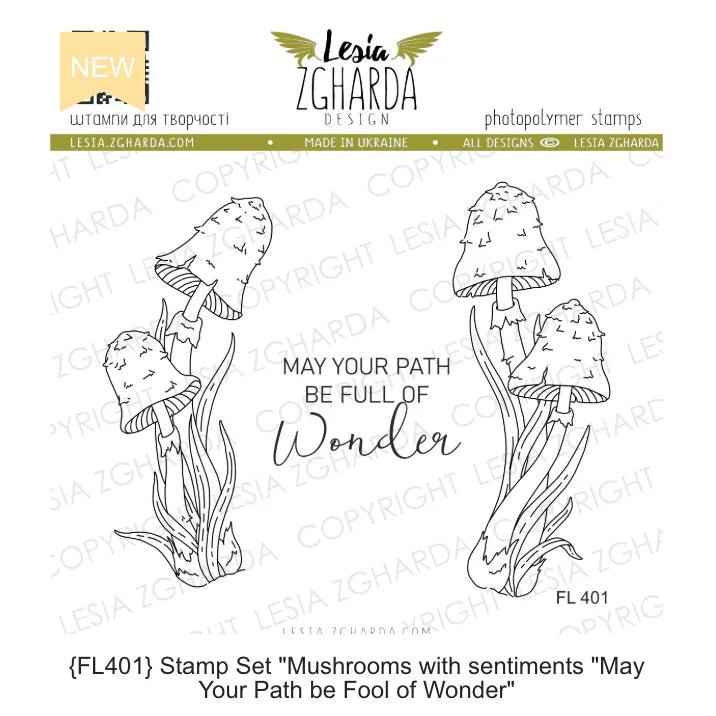 Lesia Zgharda Mushrooms Clear Stamp Set
