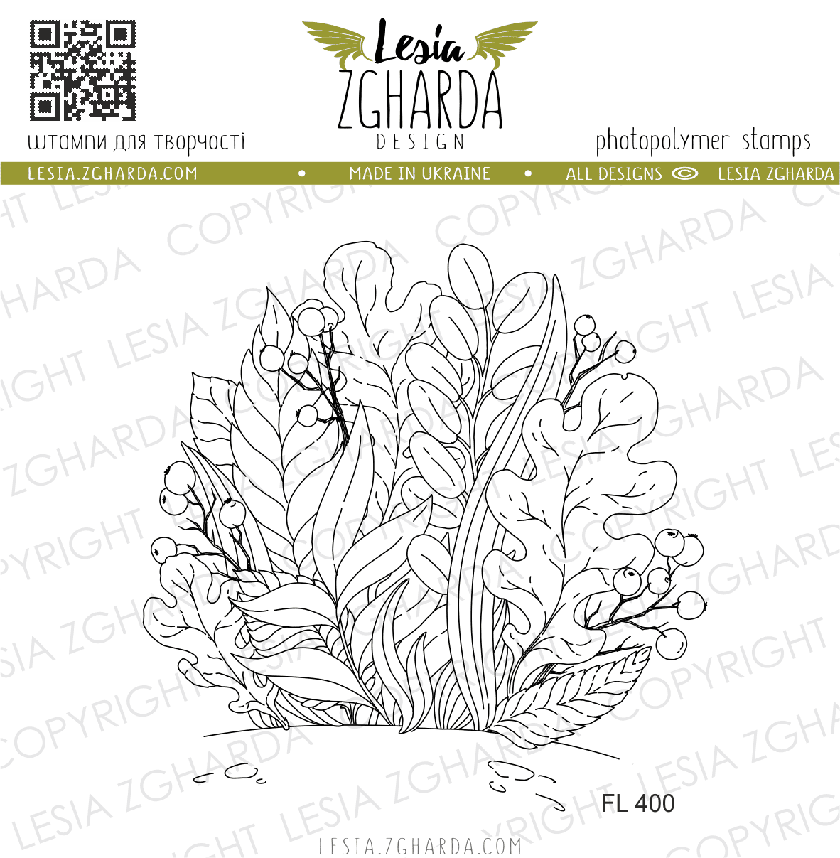 Lesia Zgharda Stamp "Forest Leaves & Berries"
