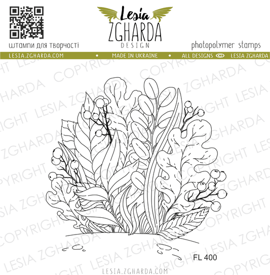 Lesia Zgharda Stamp "Forest Leaves & Berries"