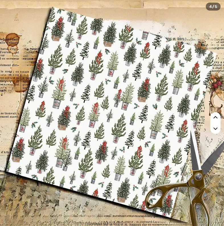 6x6" Farmhouse Christmas Background Paper Pk12
