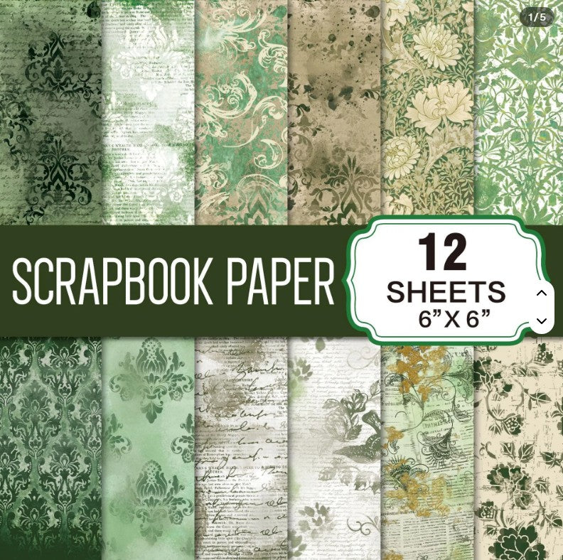6x6" Floral Damask Background Paper Pk12
