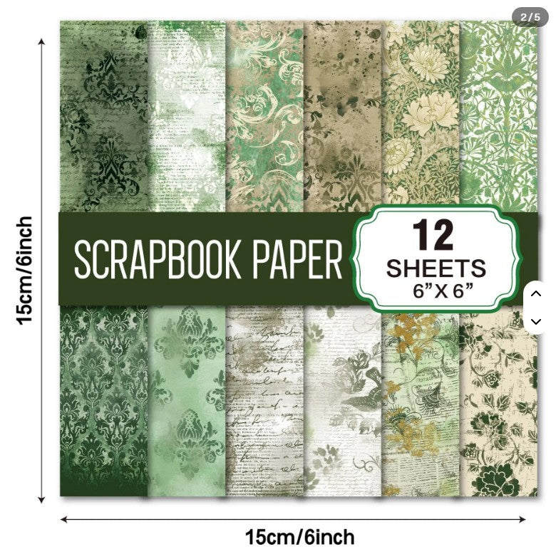 6x6" Floral Damask Background Paper Pk12