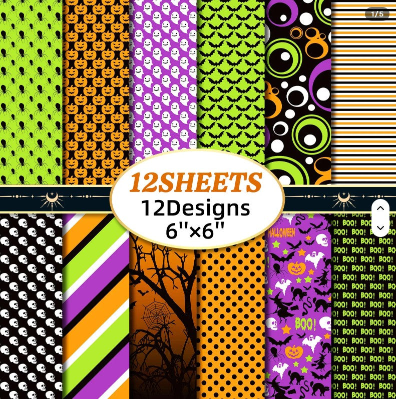 6x6" Halloween Background Paper Pk12