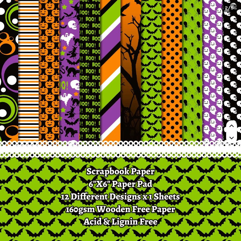 6x6" Halloween Background Paper Pk12