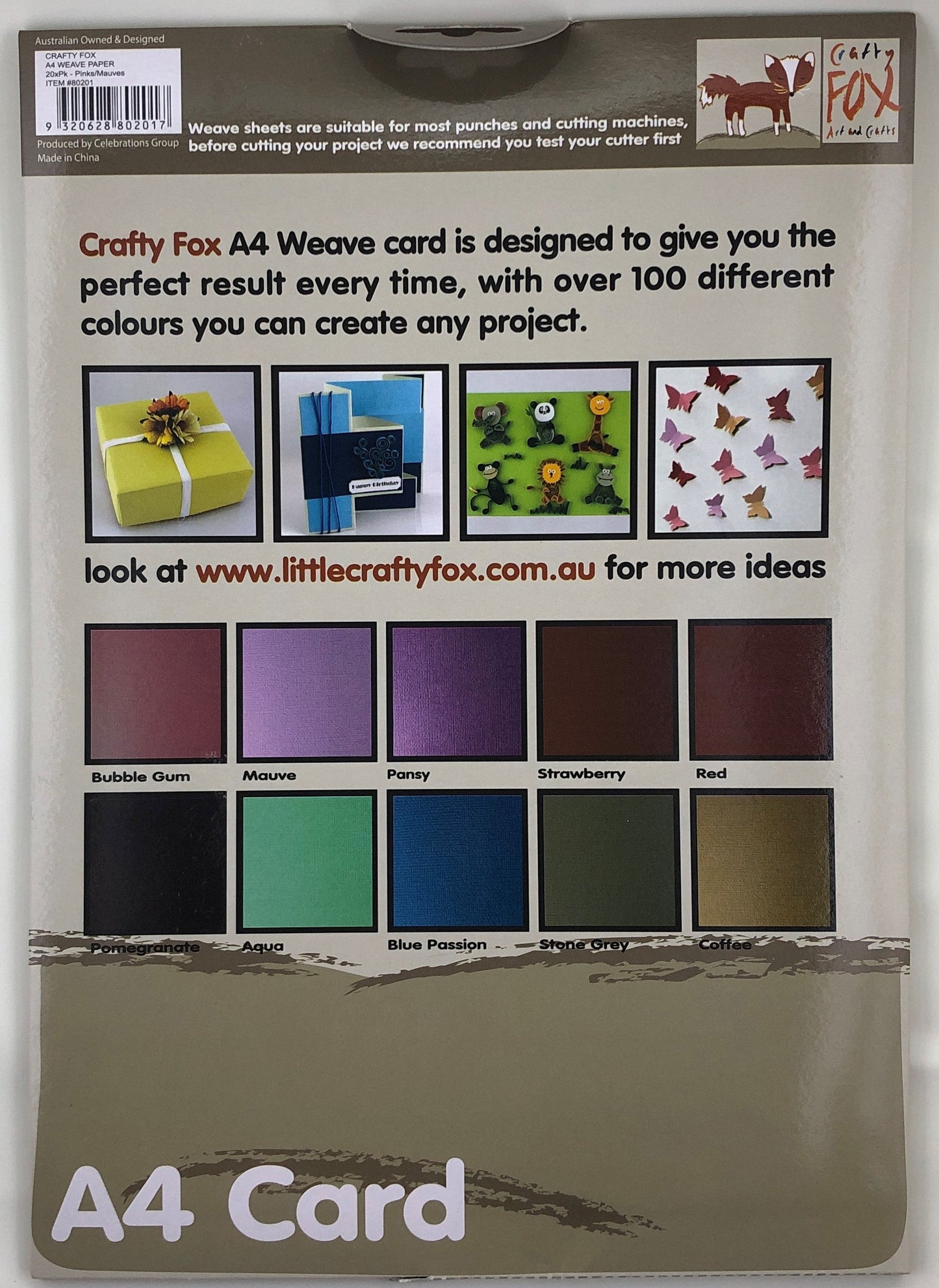 Crafty Fox A4 Weave Card 200GSM Pk20- Pinks/Mauves