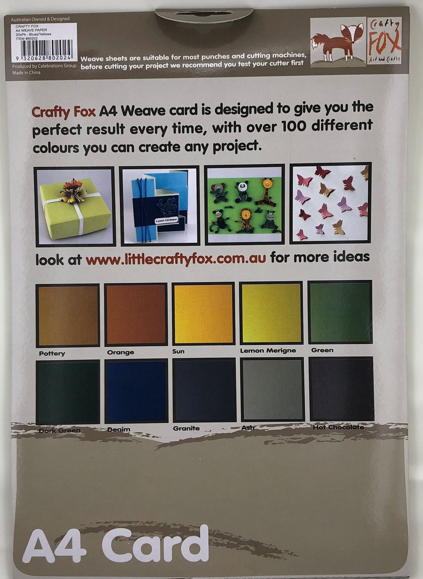 Crafty Fox A4 Weave Card 200GSM Pk20- Blues/Yellows