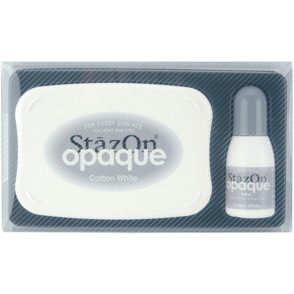 Tsukineko STAZON OPAQUE COTTON WHITE Inkpad Lge