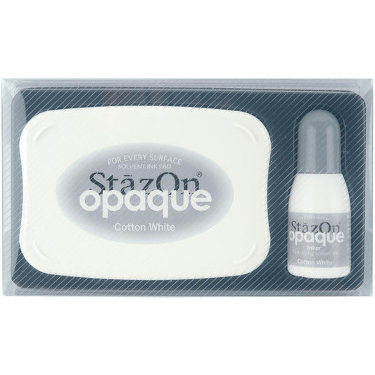 Tsukineko STAZON OPAQUE COTTON WHITE Inkpad Lge