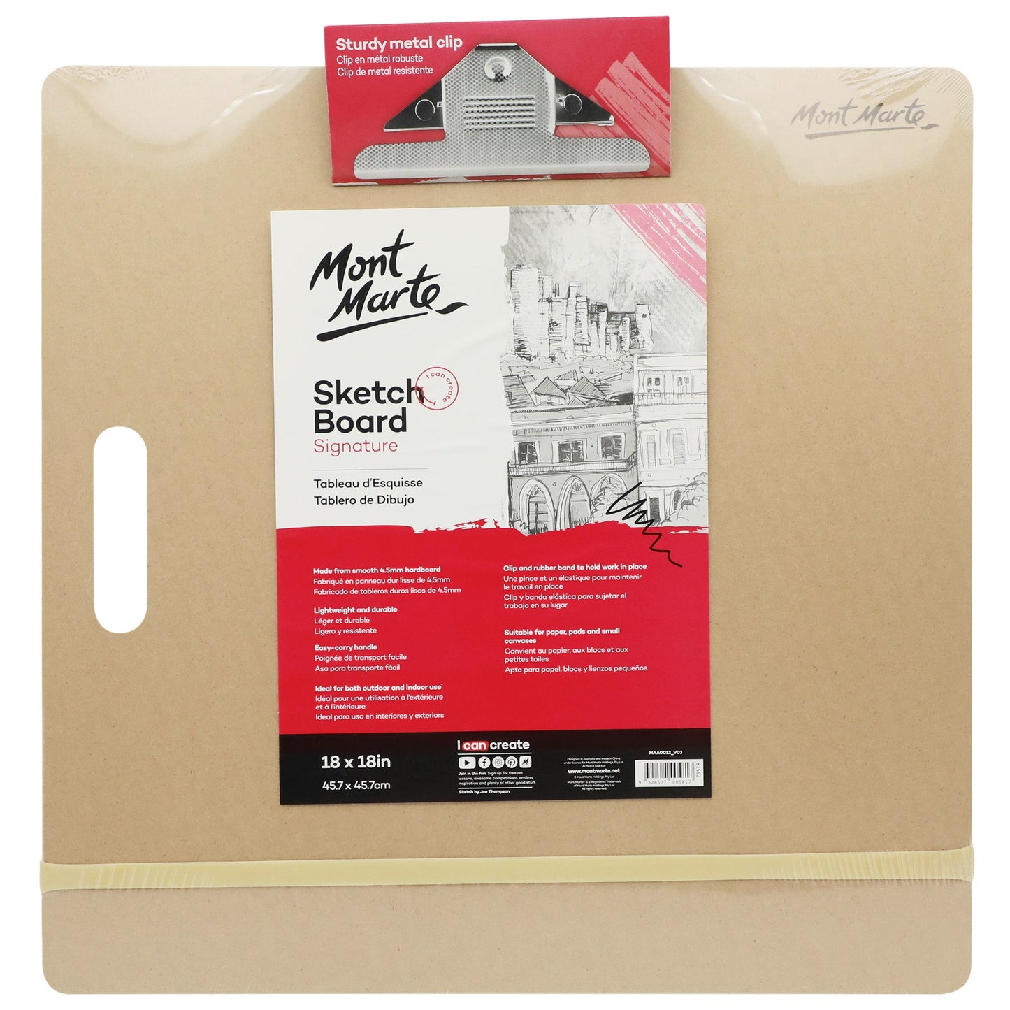 Mont Marte Sketch Board w/Clips Medium