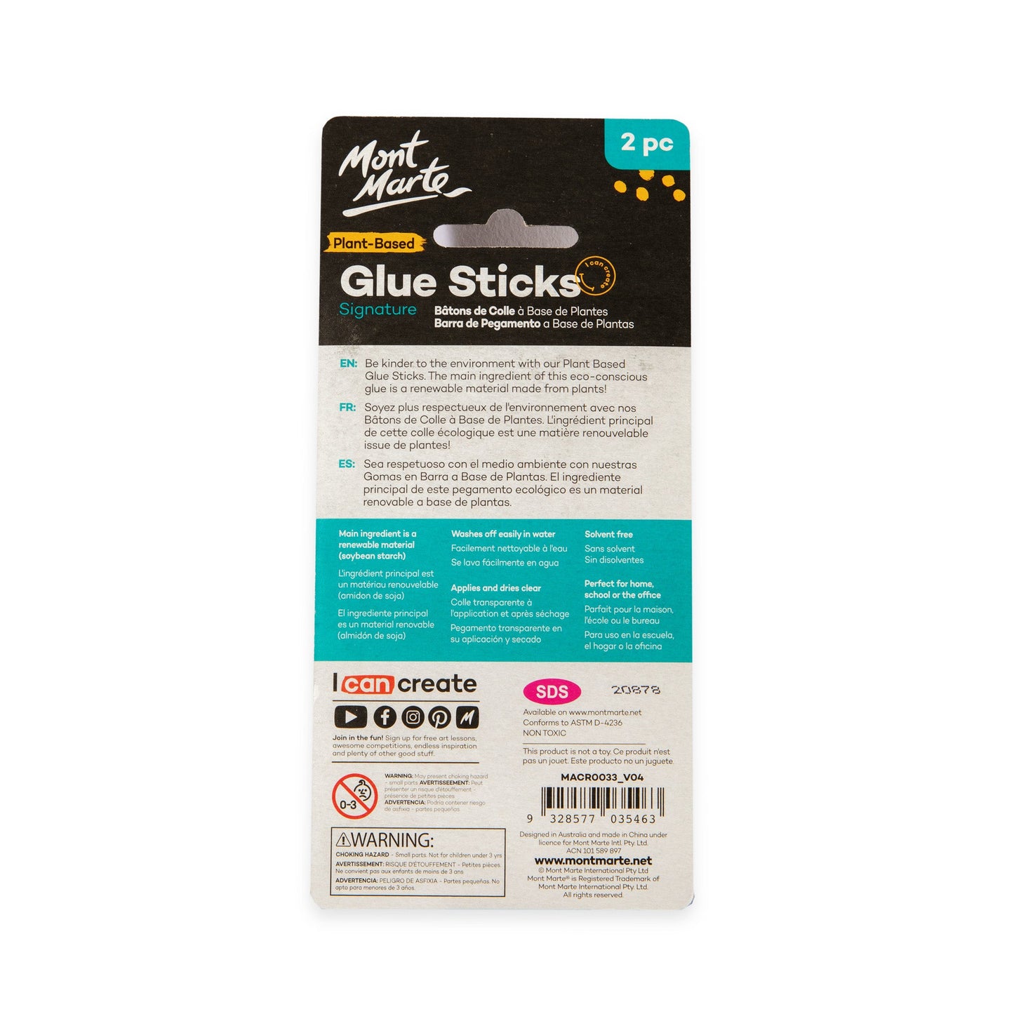 Mont Marte Plant Based Glue Sticks Pk2