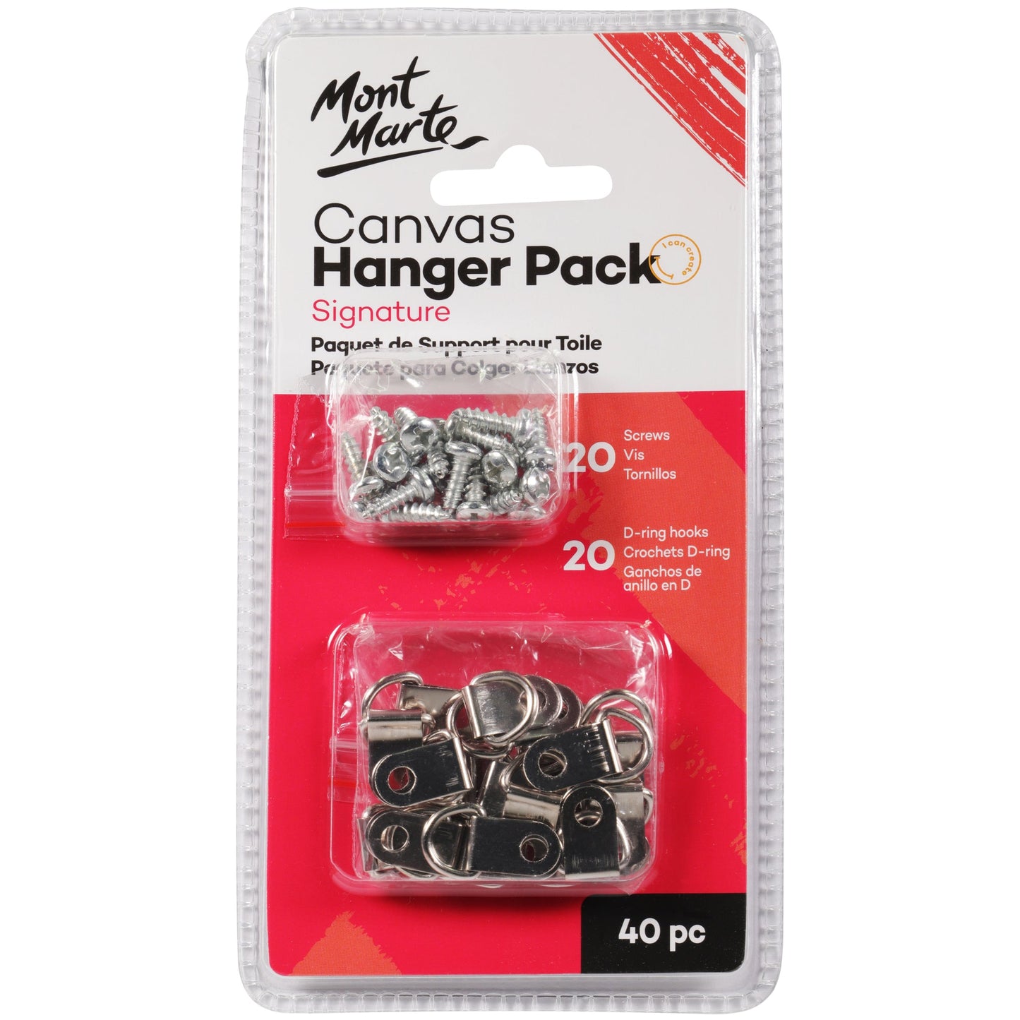 Mont Marte D-Ring Canvas Hanger Pack - Light Weight 40pc