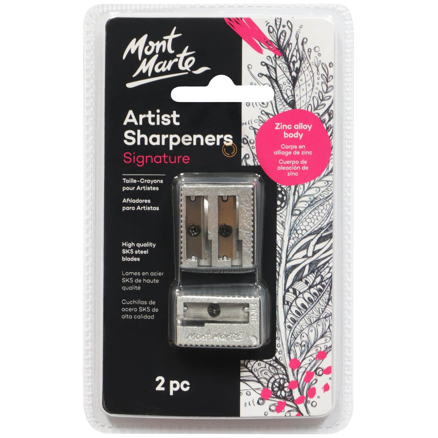 Mont Marte Artists Zinc Alloy Sharpener Set 2pc