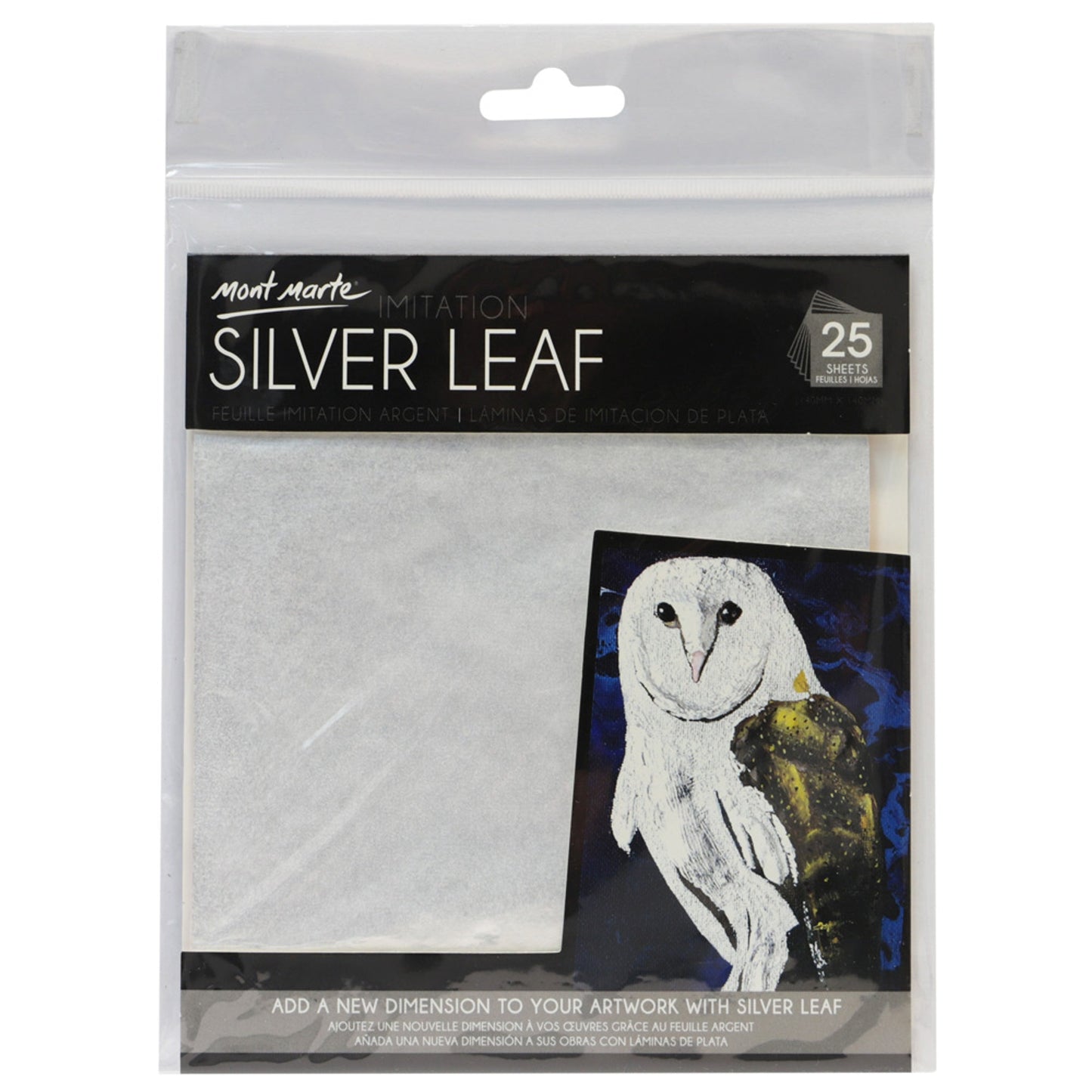 Mont Marte Imitation Silver Leaf 14 x 14cm 25 Sheet
