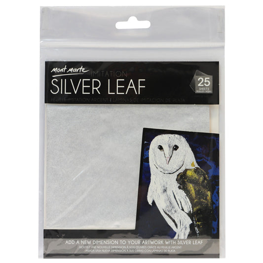 Mont Marte Imitation Silver Leaf 14 x 14cm 25 Sheet