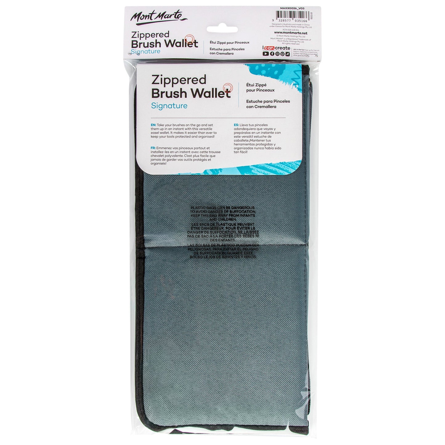 Mont Marte Zippered Brush Wallet 22 Slots