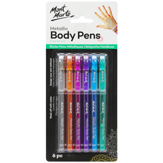 Mont Marte Face n Body Metallic Body Art Pens 6pc
