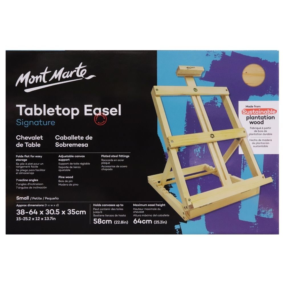 Mont Marte Pine Desk Easel - Small Reclinable Tabletop Style