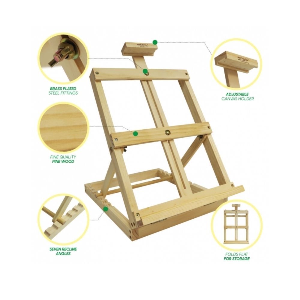 Mont Marte Pine Desk Easel - Small Reclinable Tabletop Style