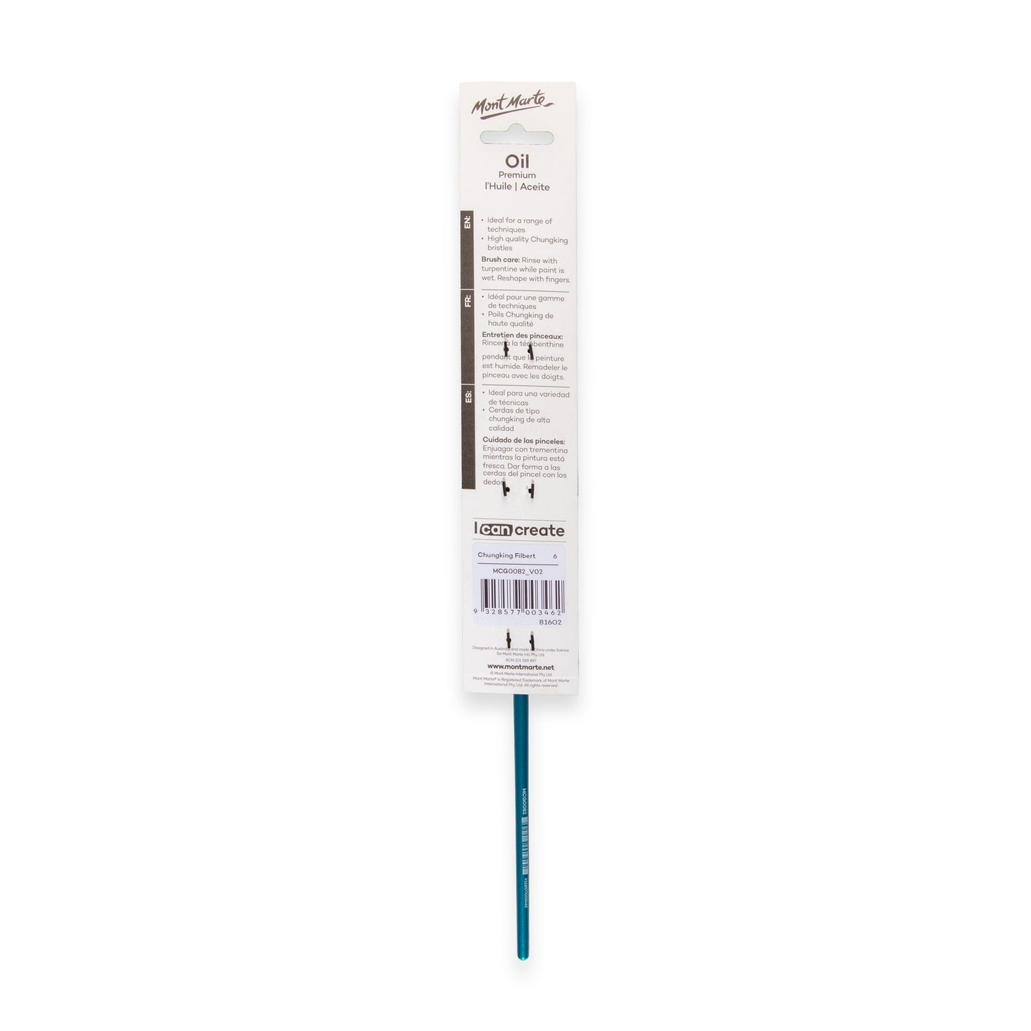 Mont Marte Artist Brush Oil Chungking Filbert 6
