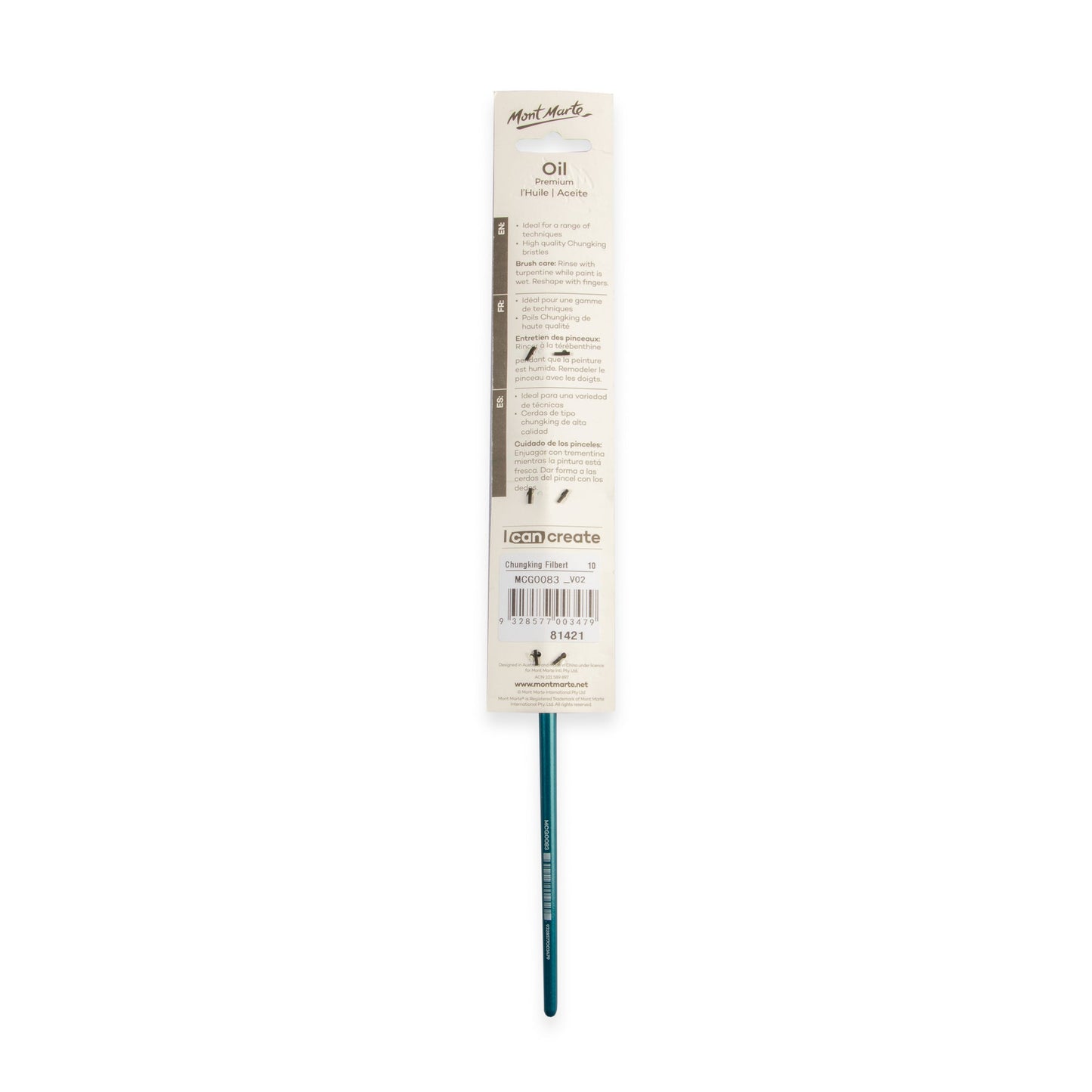 Mont Marte Artist Brush Oil Chungking Filbert 10