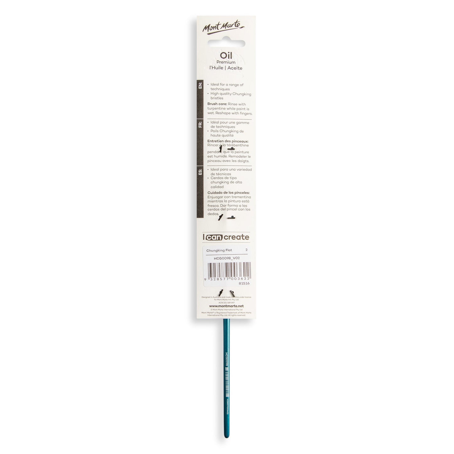 Mont Marte Artist Brush Oil Chungking Flat 2