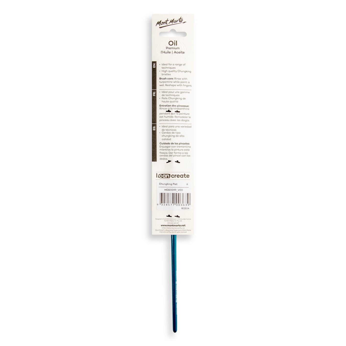 Mont Marte Artist Brush Oil Chungking Flat 6