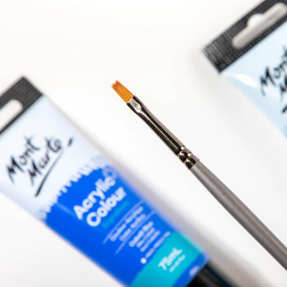 Mont Marte Artist Brush Acrylic Taklon Flat Long 2