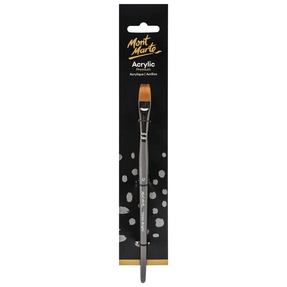 Mont Marte Artist Brush Acrylic Taklon Bright Short 12