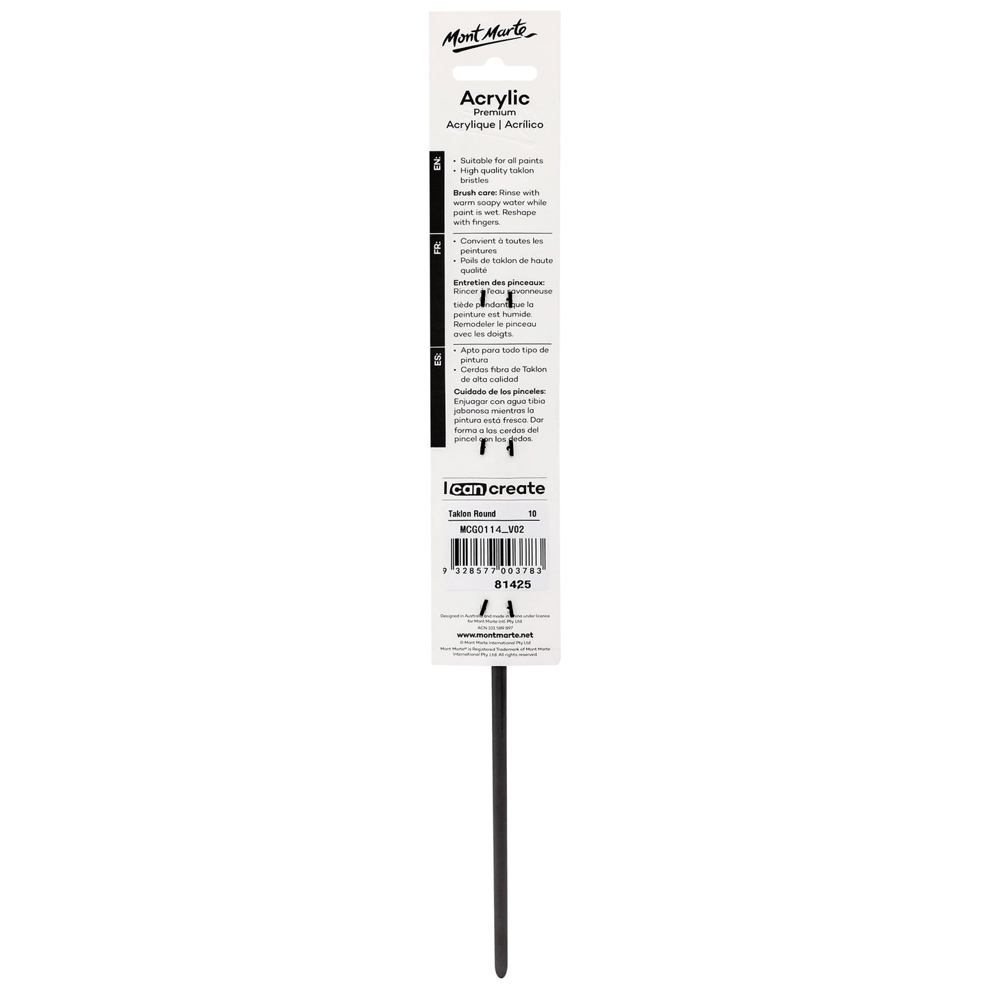 Mont Marte Artist Brush Acrylic Taklon Round 10