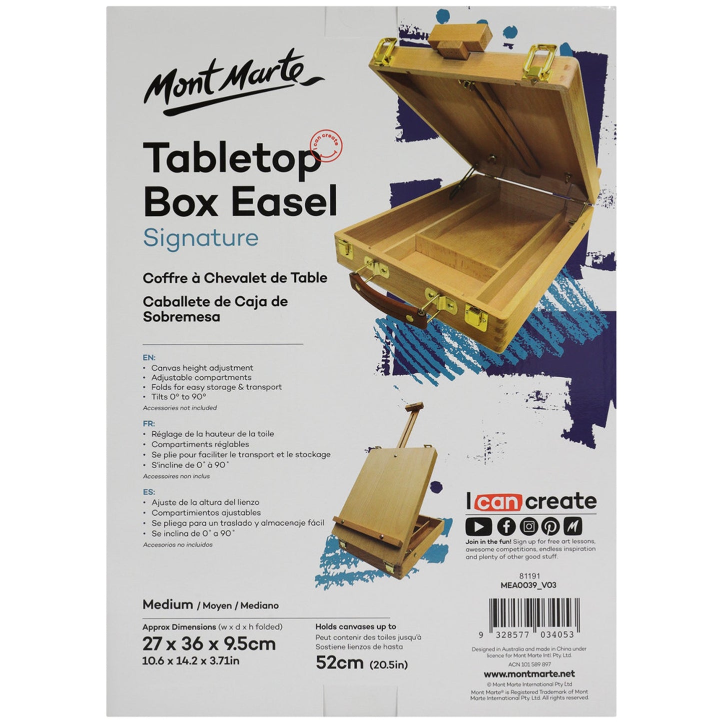 Mont Marte Tabletop Box Easel Med - Beech
