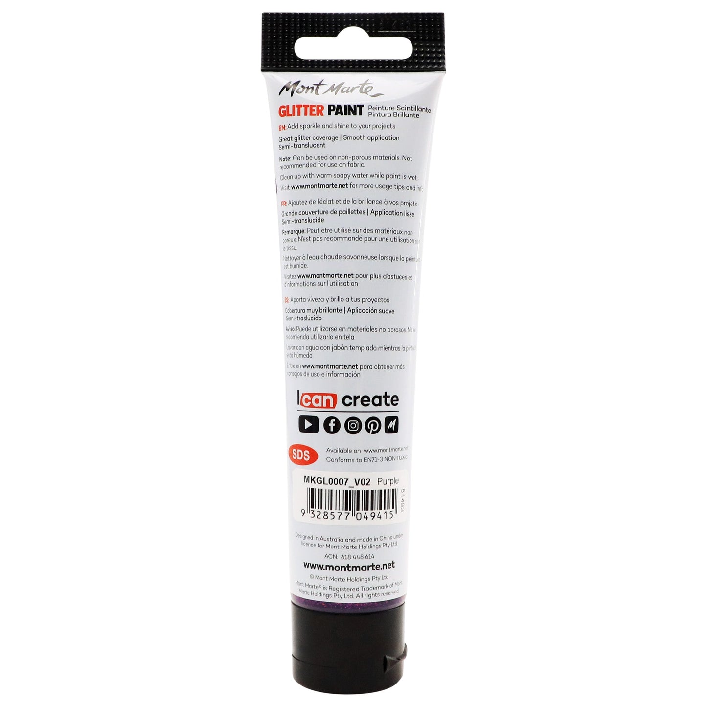 Mont Marte Kids - Glitter Paint 75ml - Purple