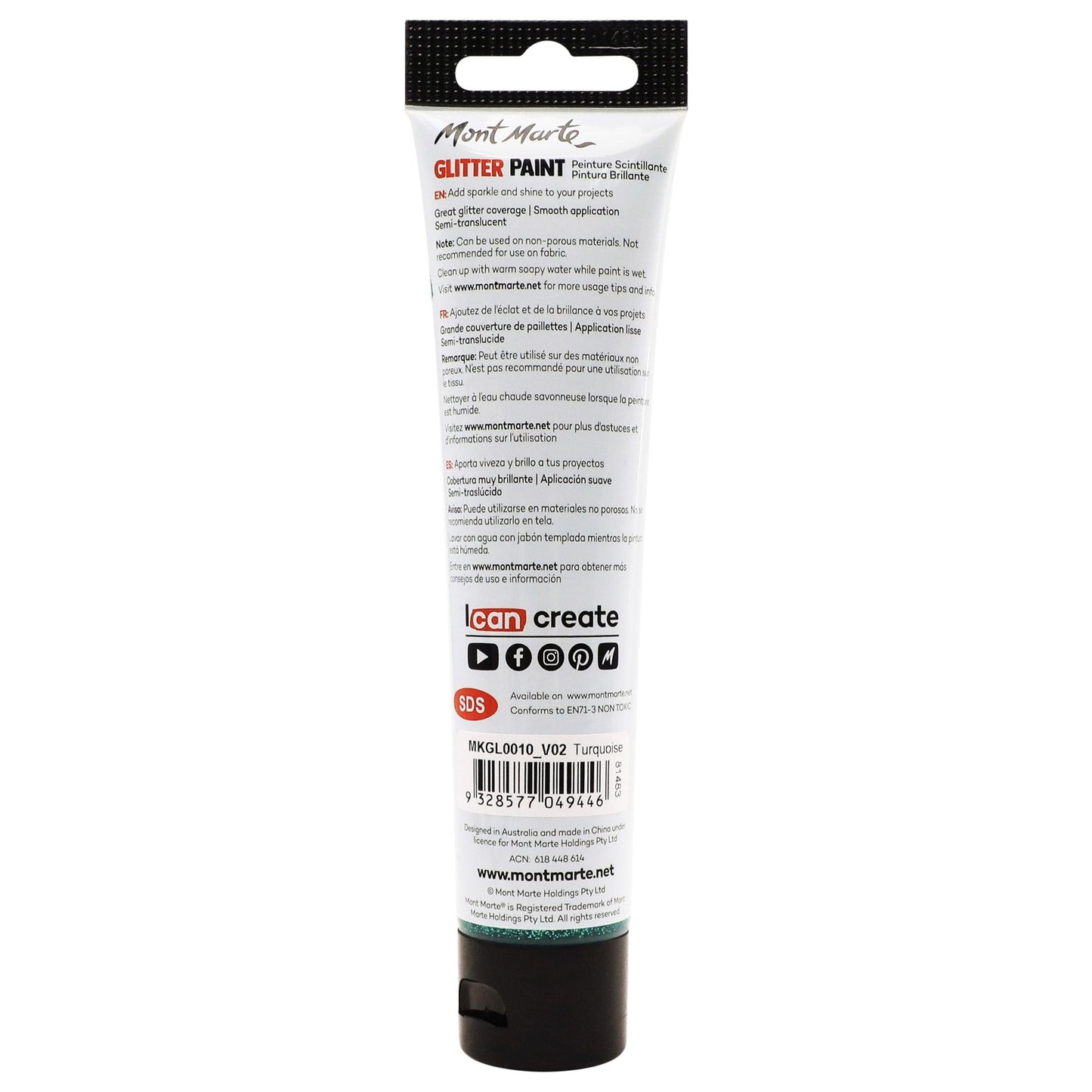 Mont Marte Kids - Glitter Paint 75ml - Turquoise