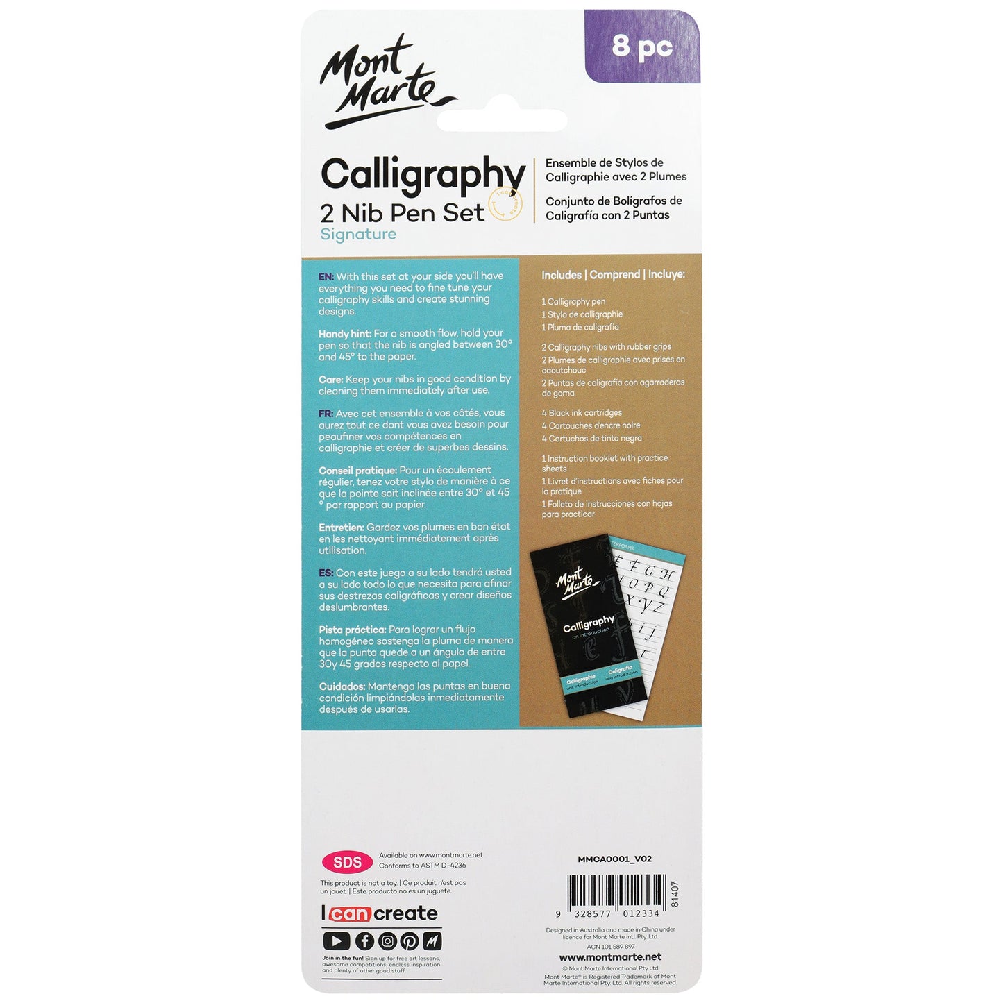 Mont Marte Calligraphy Set - 2 Nib 8pc