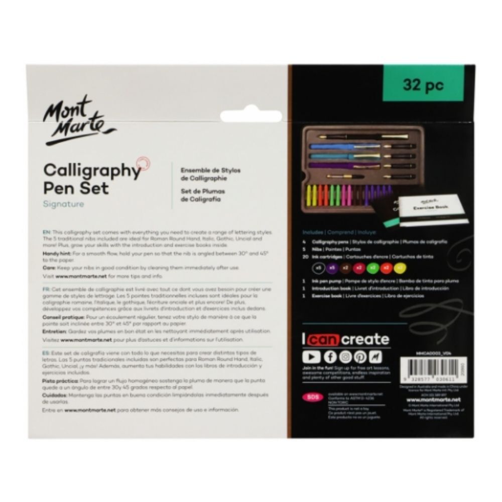 Mont Marte Calligraphy Set - Metal Tin 32pc