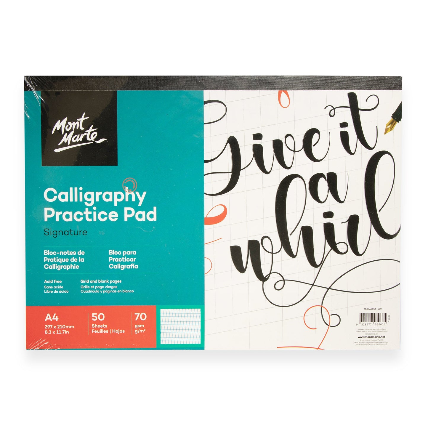 Mont Marte Calligraphy Workbook A4 70gsm 50 Sheet