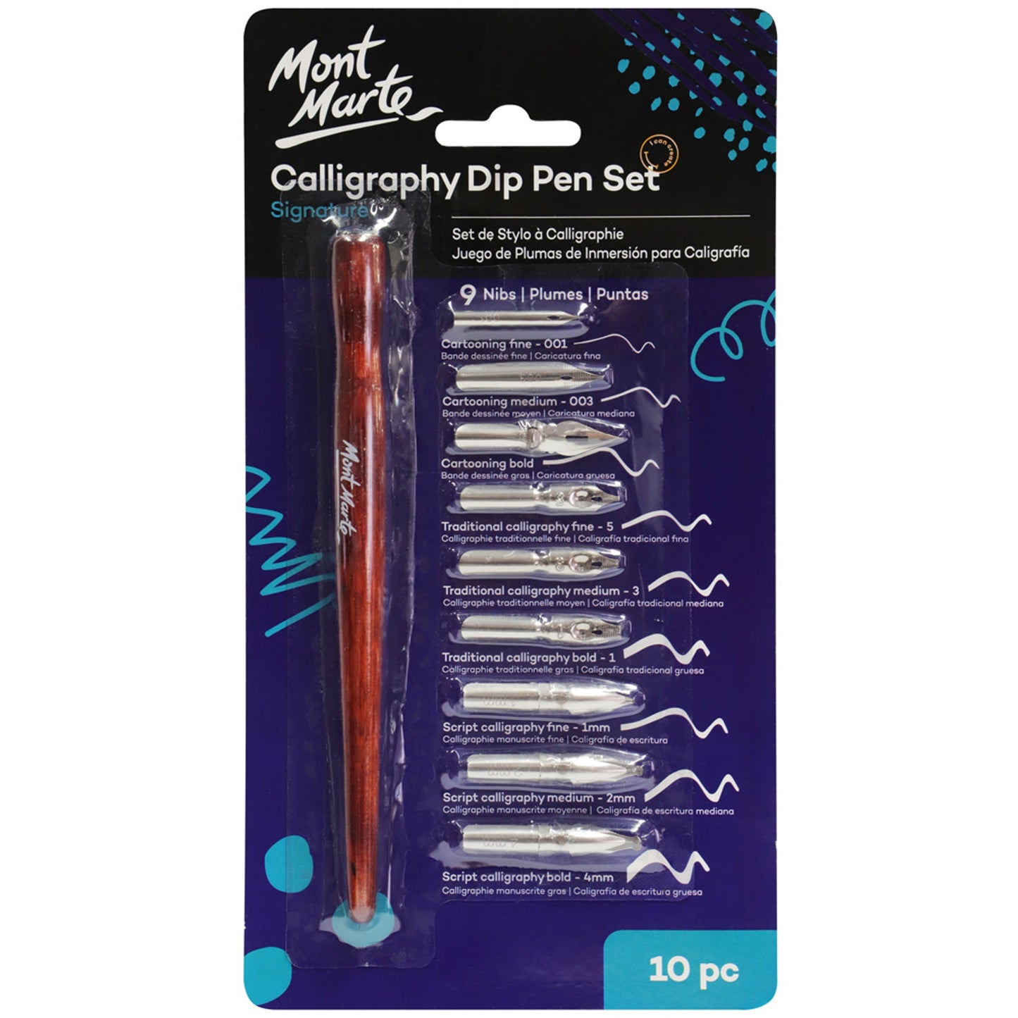 Mont Marte Calligraphy Set - Dip Pen 9 Nibs