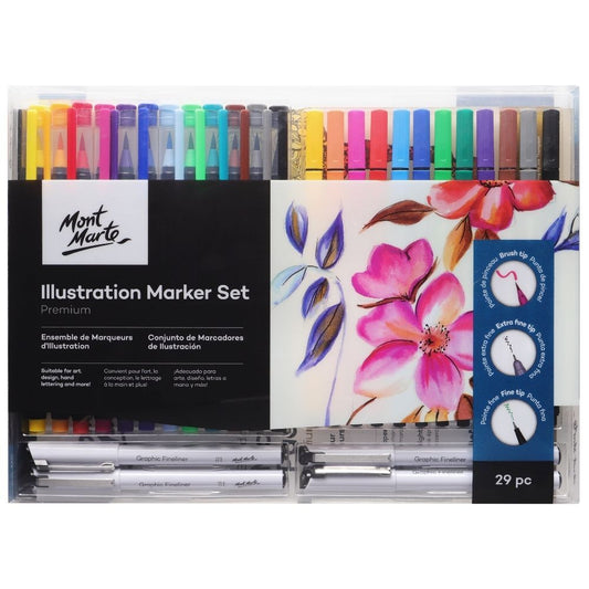 Mont Marte Premium Marker Set - Illustration Marker Set 29pc