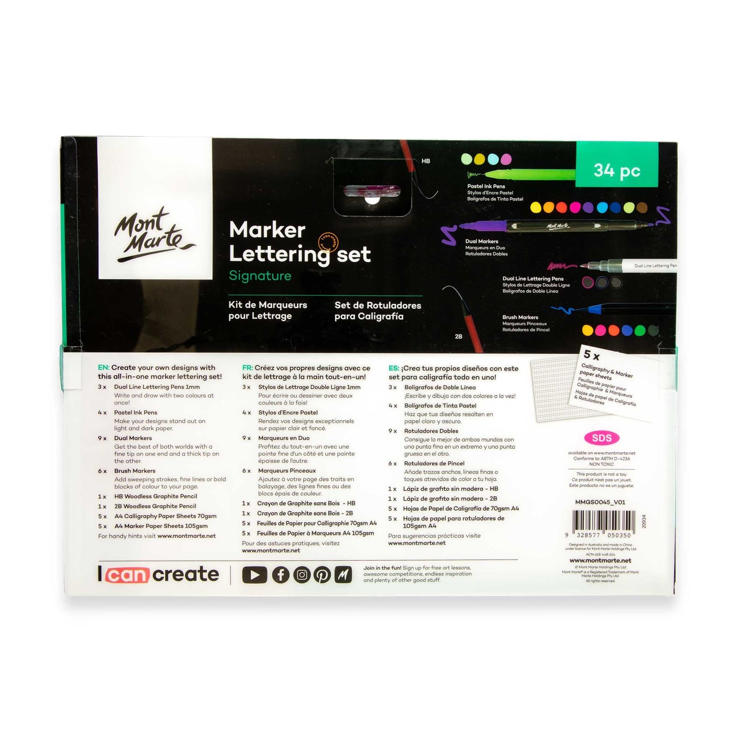 Mont Marte 34 pc Marker Lettering Set