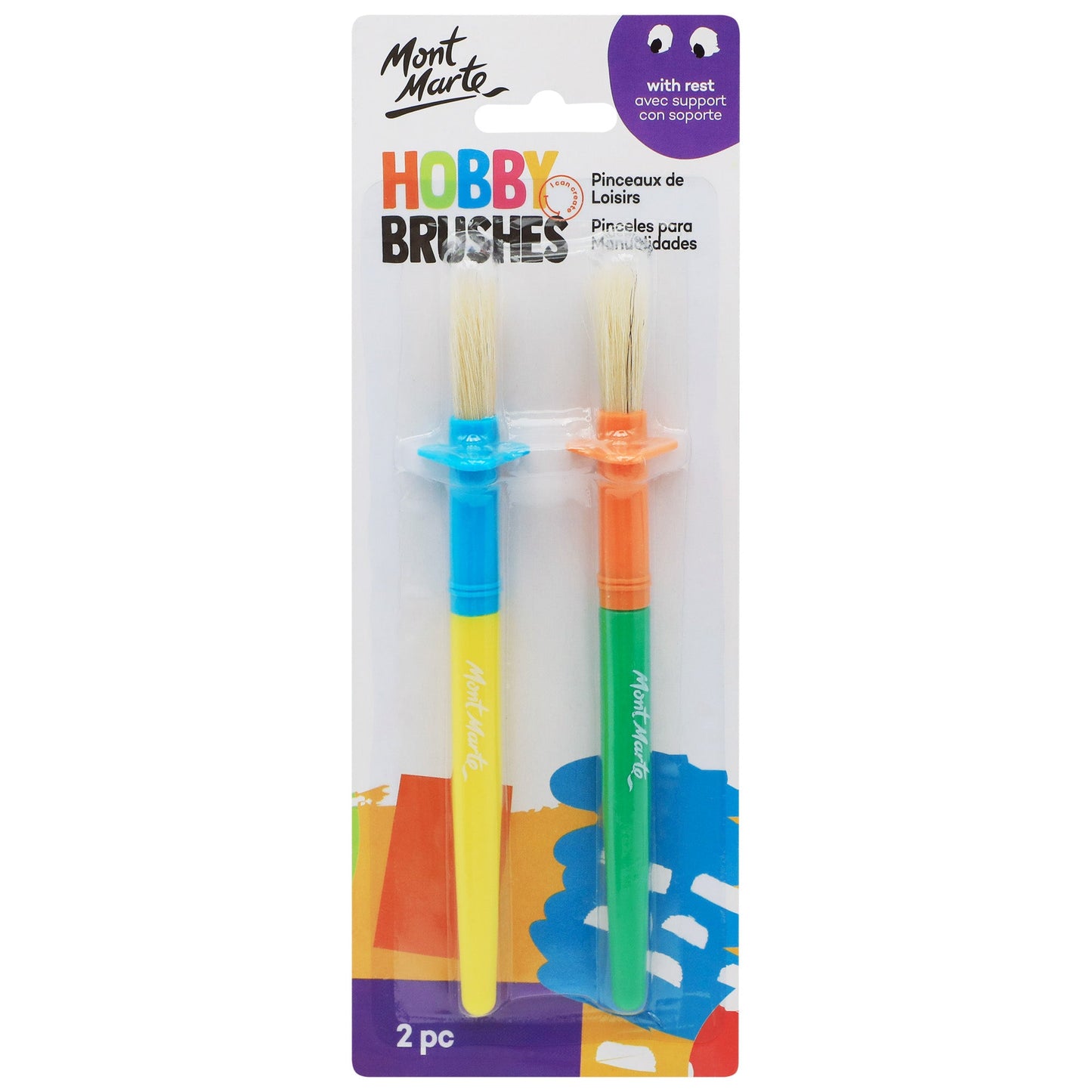 Mont Marte Kids - Hobby Brushes with Rest Pk2