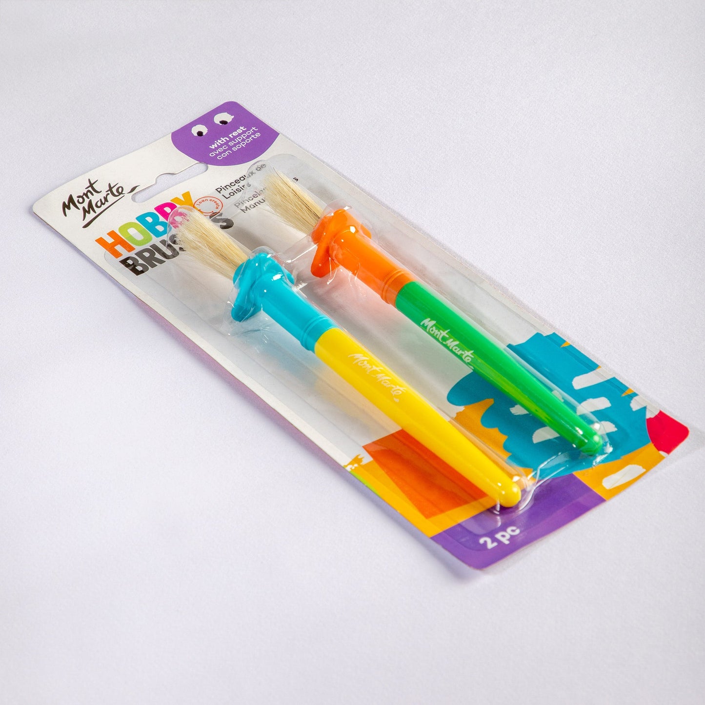 Mont Marte Kids - Hobby Brushes with Rest Pk2