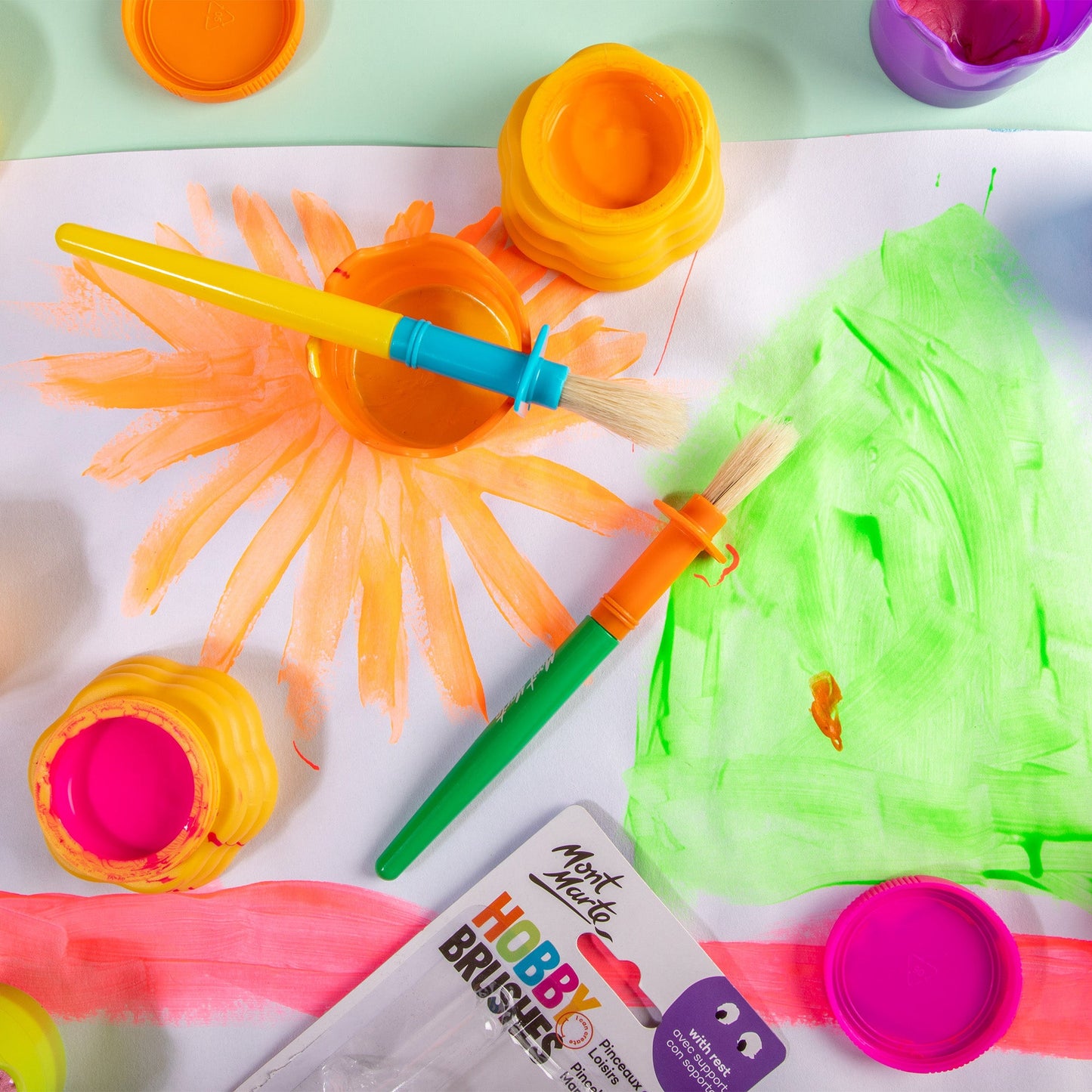 Mont Marte Kids - Hobby Brushes with Rest Pk2