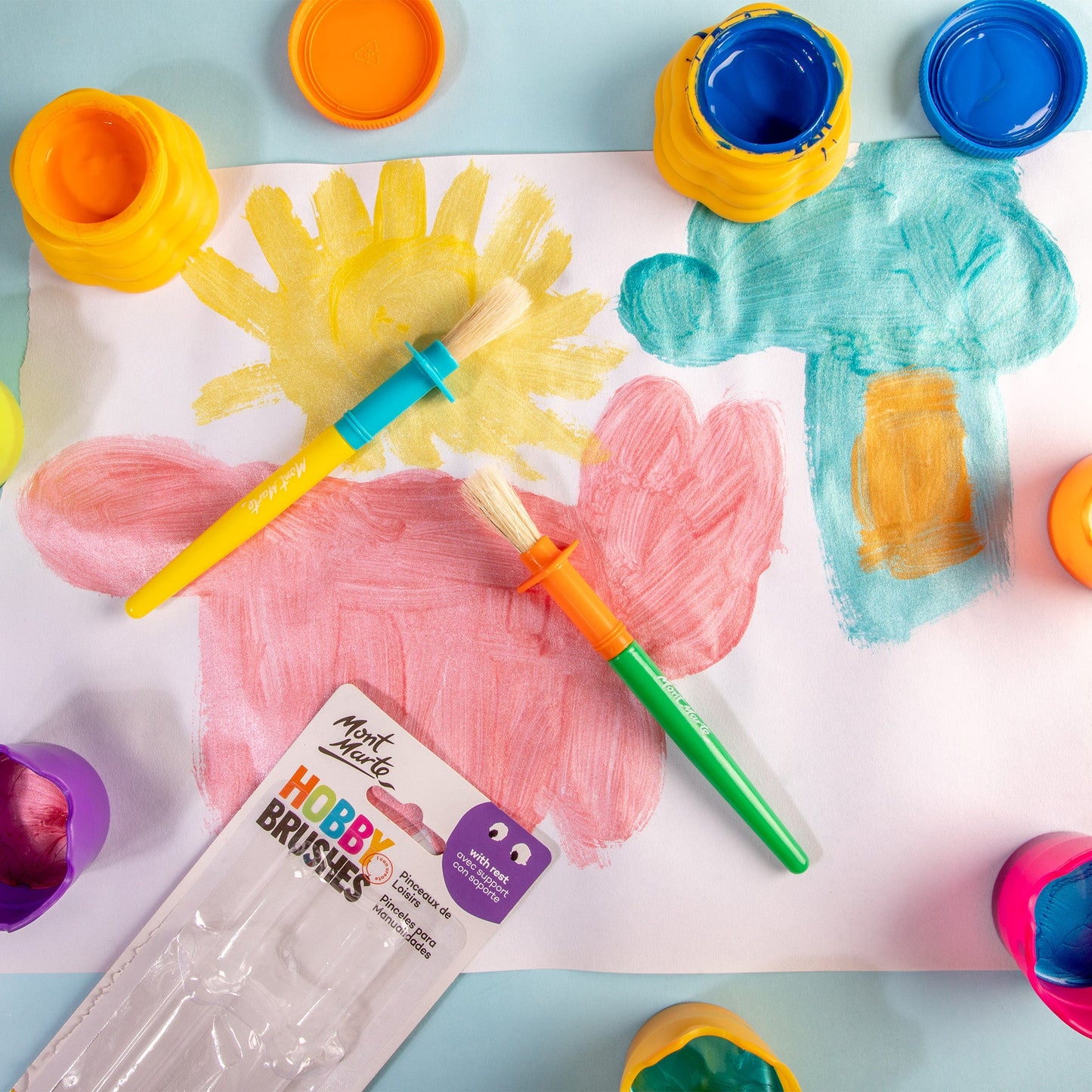 Mont Marte Kids - Hobby Brushes with Rest Pk2