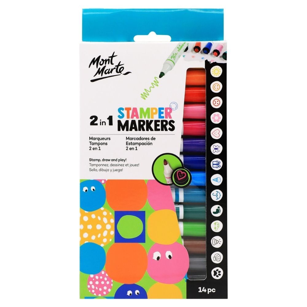Mont Marte Kids - 2 in 1 Stamper Markers 14pc