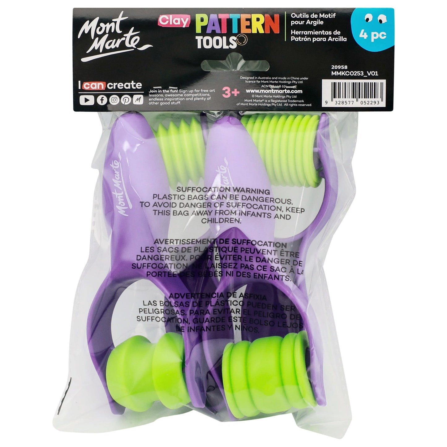 Mont Marte Clay Pattern Tool Set 4pc