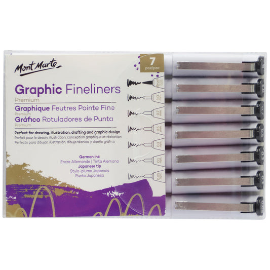 Mont Marte Fineliner Marker Pen Set - Graphic Fineliners 7pc
