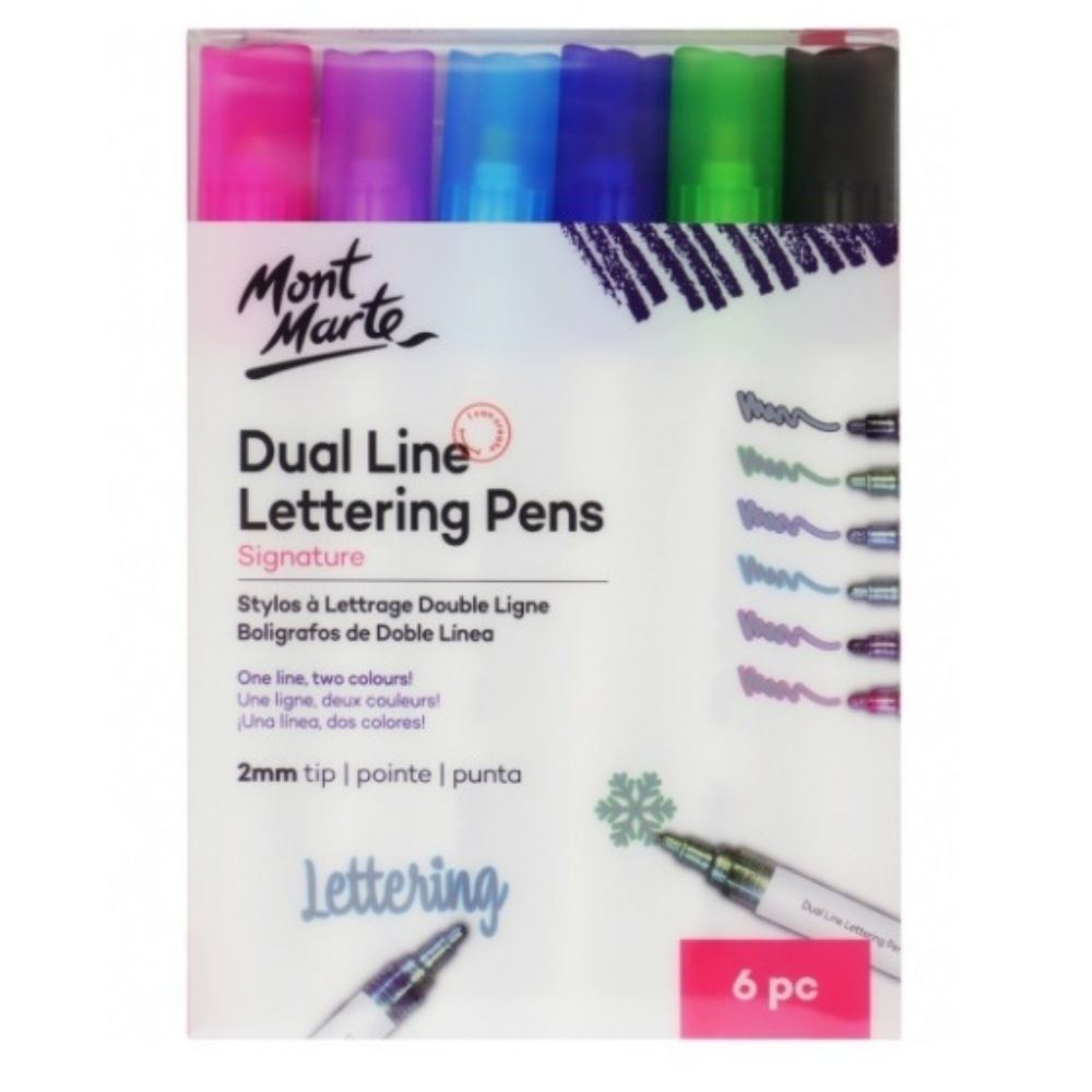 Mont Marte Signature Marker Set - Dual Line Lettering Pens 2mm 6pc